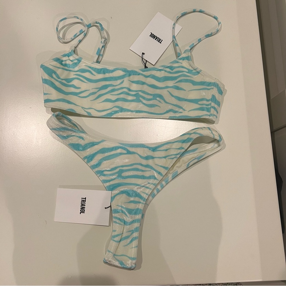 Triangl Swimwear Blue and White Bikini
